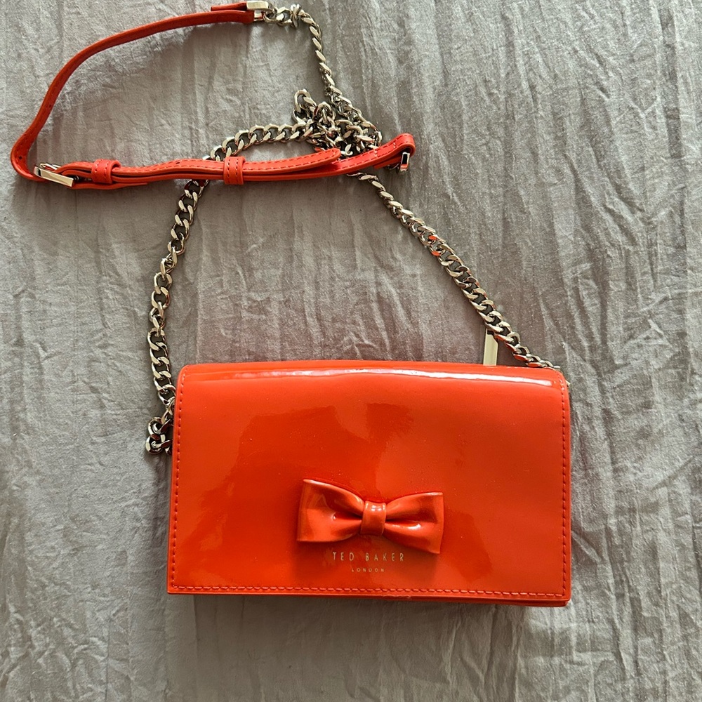 Ted Baker Vibrant Orange Crossbody Bag with Bow Purse
